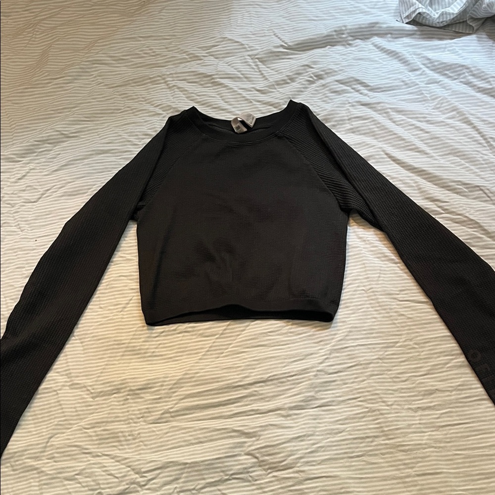 Aerie Black Long Sleeve Crop Top